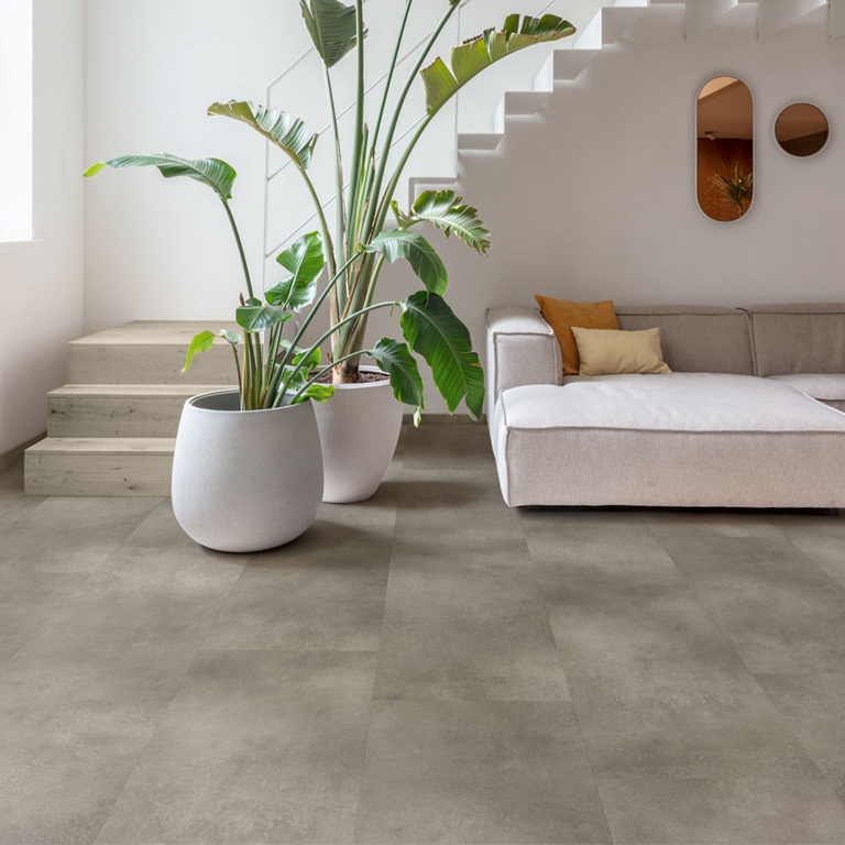 Alliance Bois - Tassin - Lyon - QUICK-STEP - Dalle luxueuse de taille moyenne Compatible avec un plancher chauffant/rafraîchissant Garantie domestique à vie Sous-couche intégrée Aspect de pierre naturelle Résistant à l’eau 
